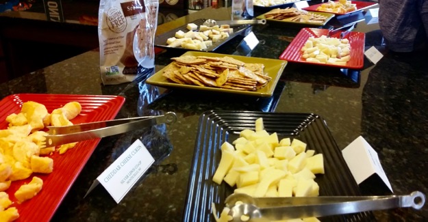 Cheese samples at New Glarus Hard Hat Tour