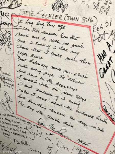 musical history surf ballroom Don McLean signature and message in Green Room