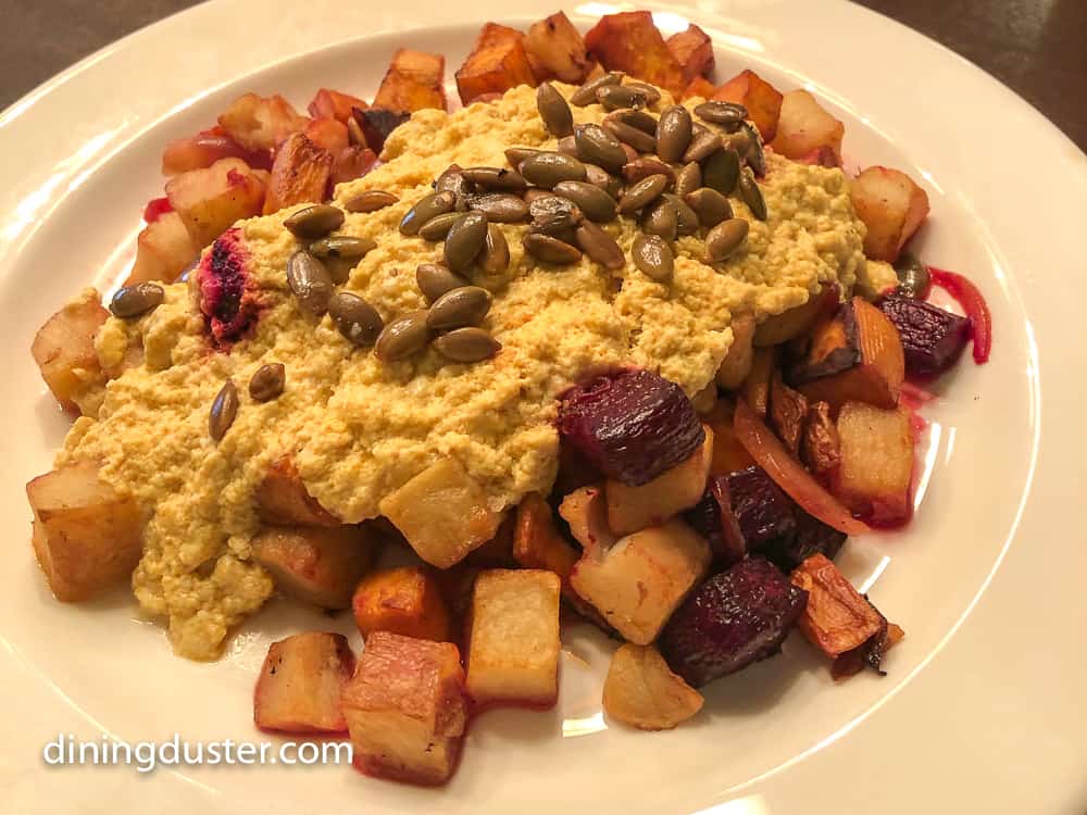 sweet potato hash with tofu scramble at Hotel Julien in Dubuque