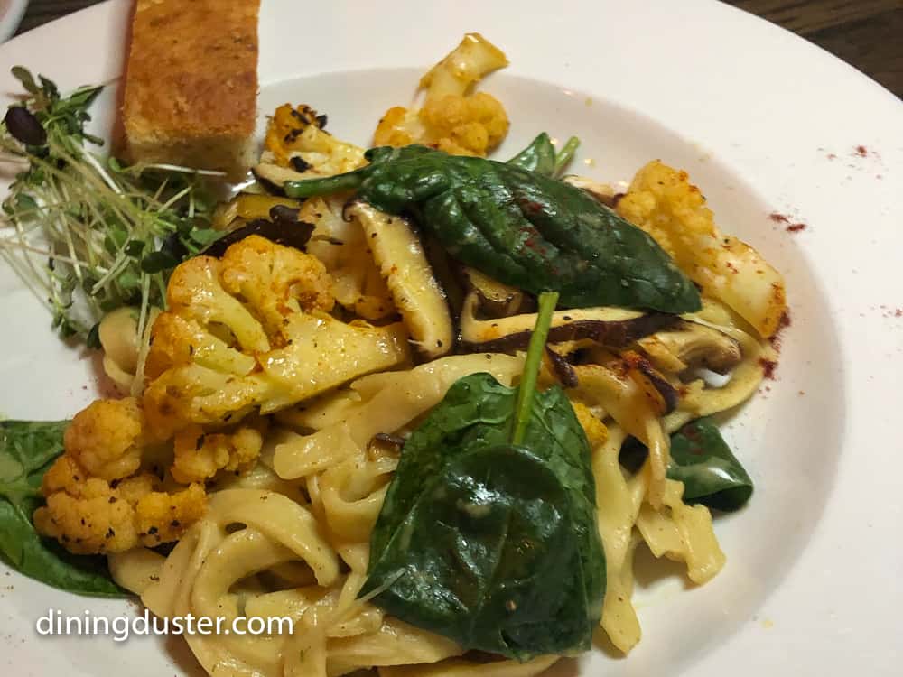 spinach and vegetable pasta at L. May Eatery in Dubuque