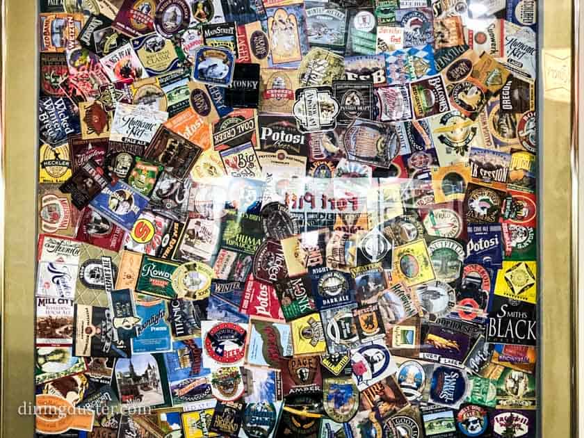 huge collection of brewery stickers at Potosi Brewing Company