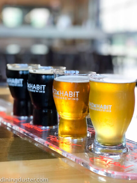beer flight at bad habit brewing