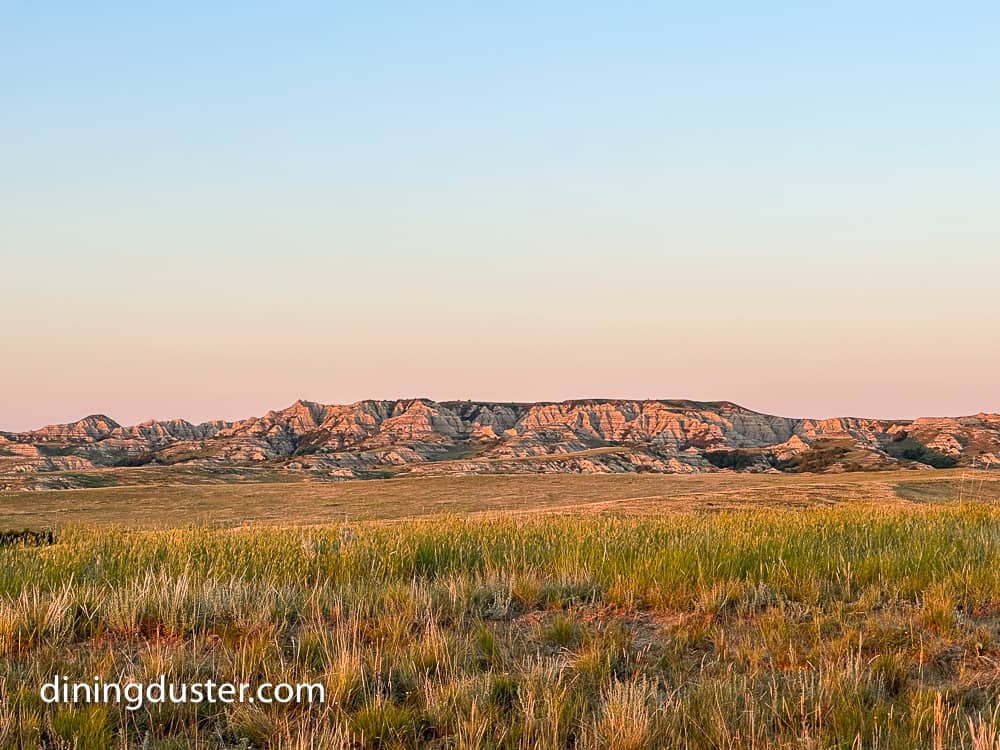 sunset lighting on the badlands in circle mt