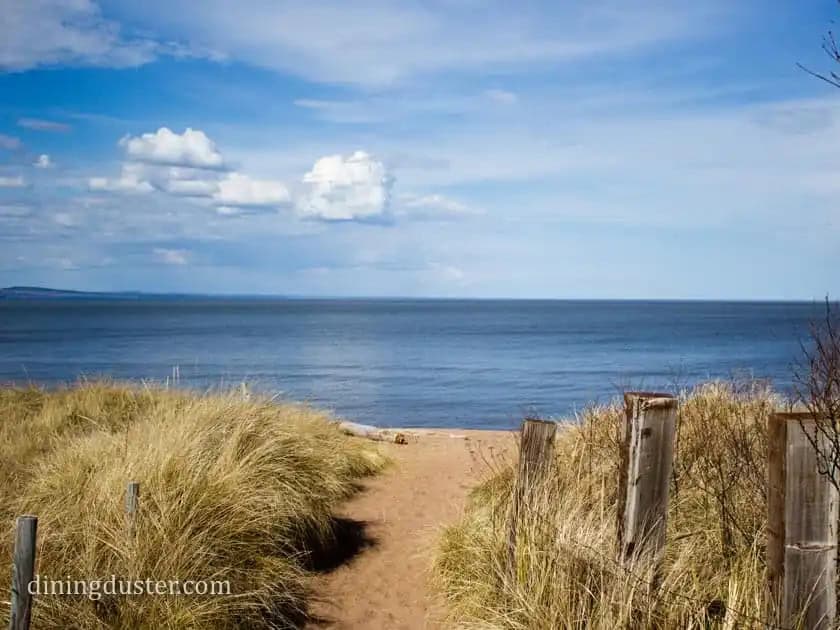 Park Point sandy walkway to Lake Superior in Duluth MN