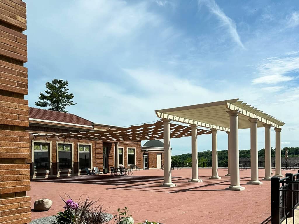 Terrace at Stillwater Public Library with views of the St. Croix River