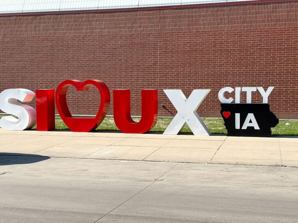 I love Sioux City Iowa Sign downtown