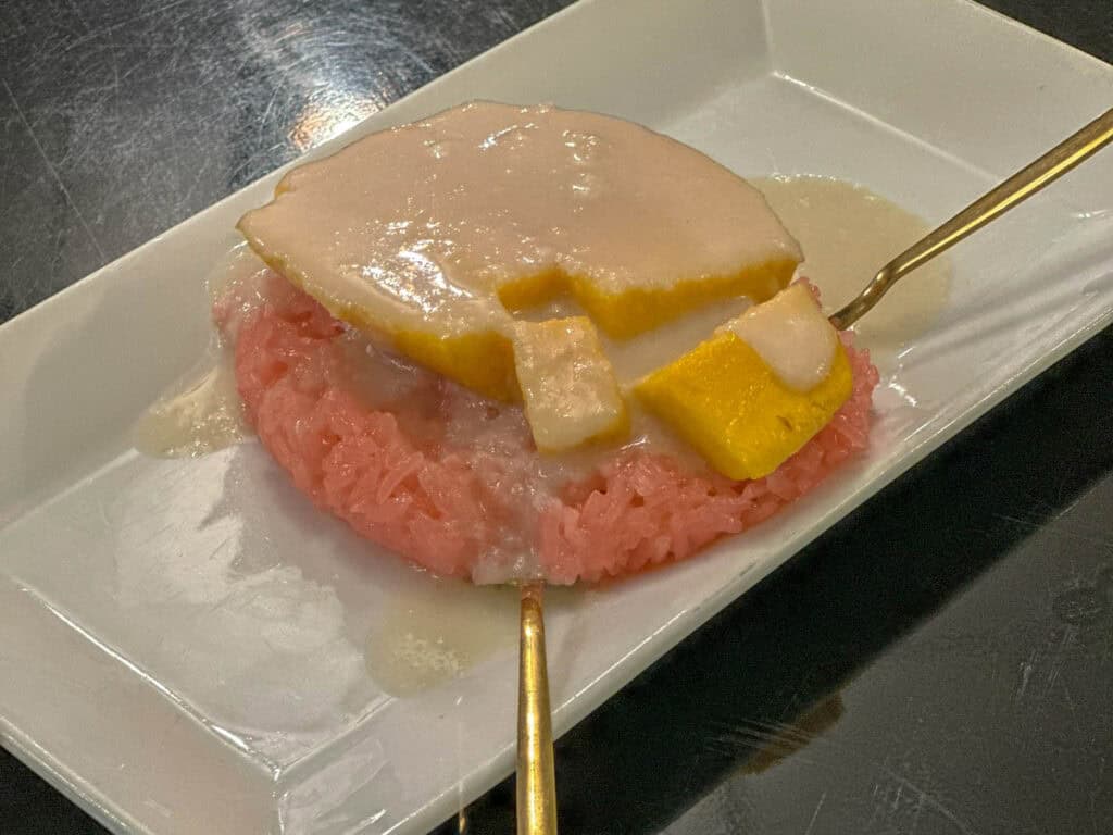 Mango Sticky Rice at Pete's on Thai, vegan options in Sioux City, IA