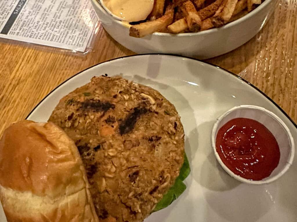 house-made veggie burger at Duke's Ale House, Crystal Lake IL