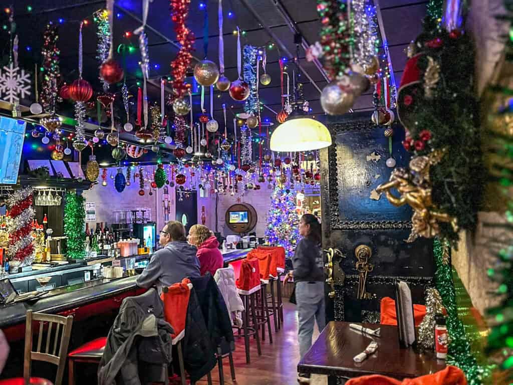 squire on the square bar with christmas decorations