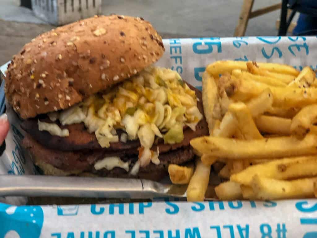 Plant-based burger at Hot Chip Burger Bar in Rochester, Minnesota