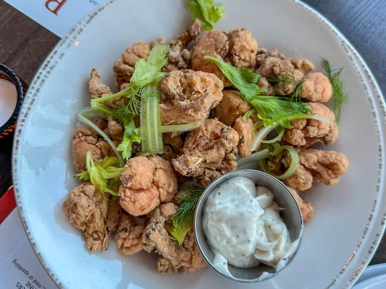 vegan cauliflower wings appetizer at Red Cow restaurant in Rochester, Minnesota