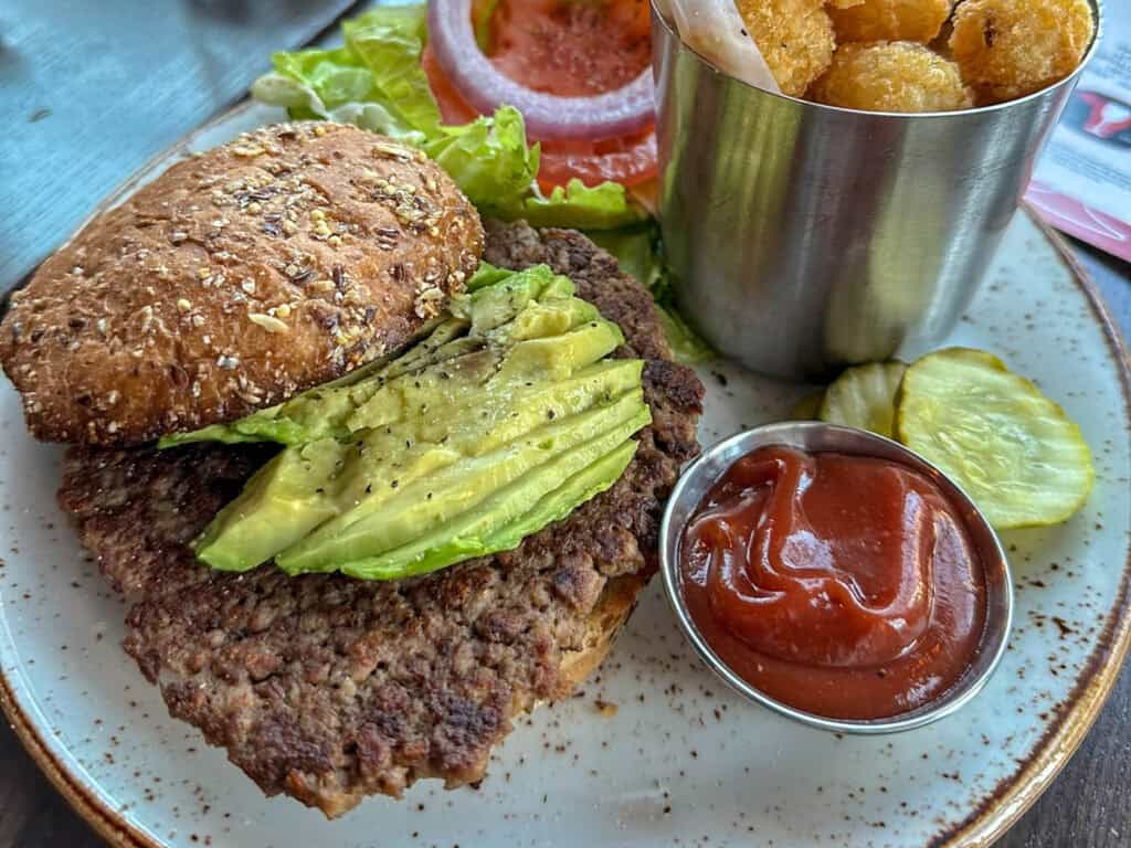 Vegan burger option at Red Cow restaurant in Rochester, Minnesota