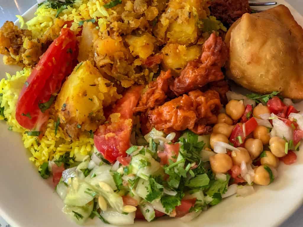 buffet with vegan options at India Garden Restaurant in Rochester, Minnestoa