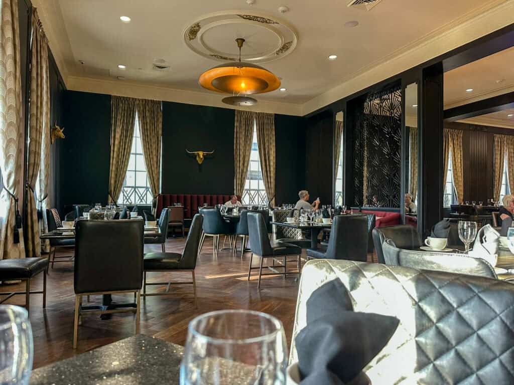 Abby + Main dining room at The Warrior Hotel in Sioux City