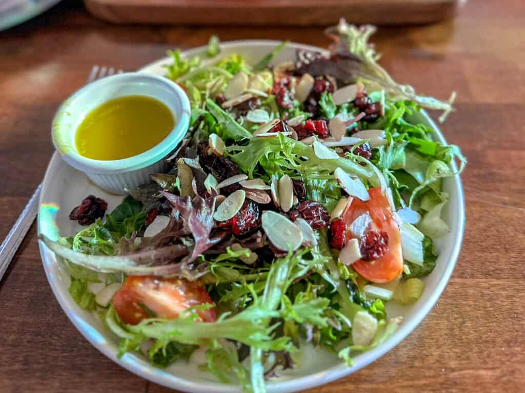 Fresh vegan salad served during afternoon tea at Casting Whimsy in Woodstock Illinois