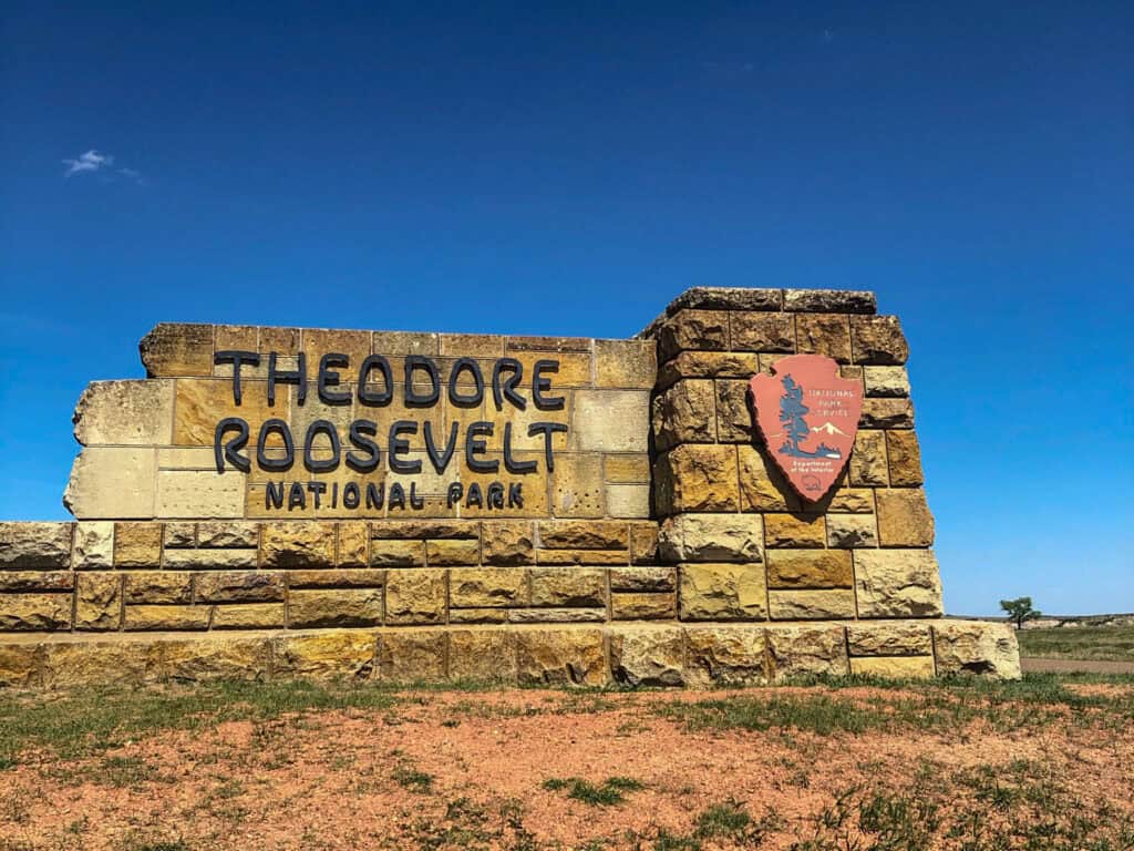 Theodore Roosevelt National Park sign in Medora, ND