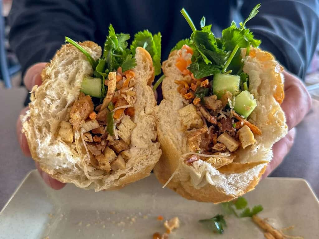 vegan banh mi sandwich at Thanh Luong Vegetarian in Minnetonka MN