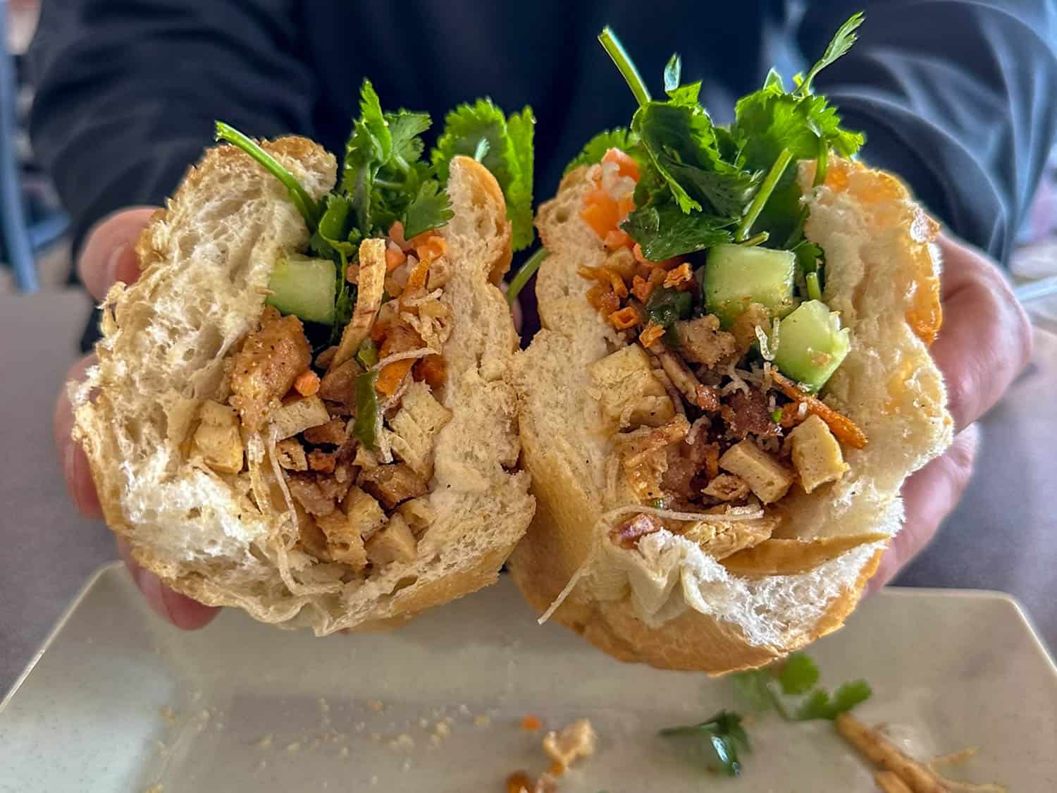 vegan banh mi sandwich at Thanh Luong Vegetarian in Minnetonka MN