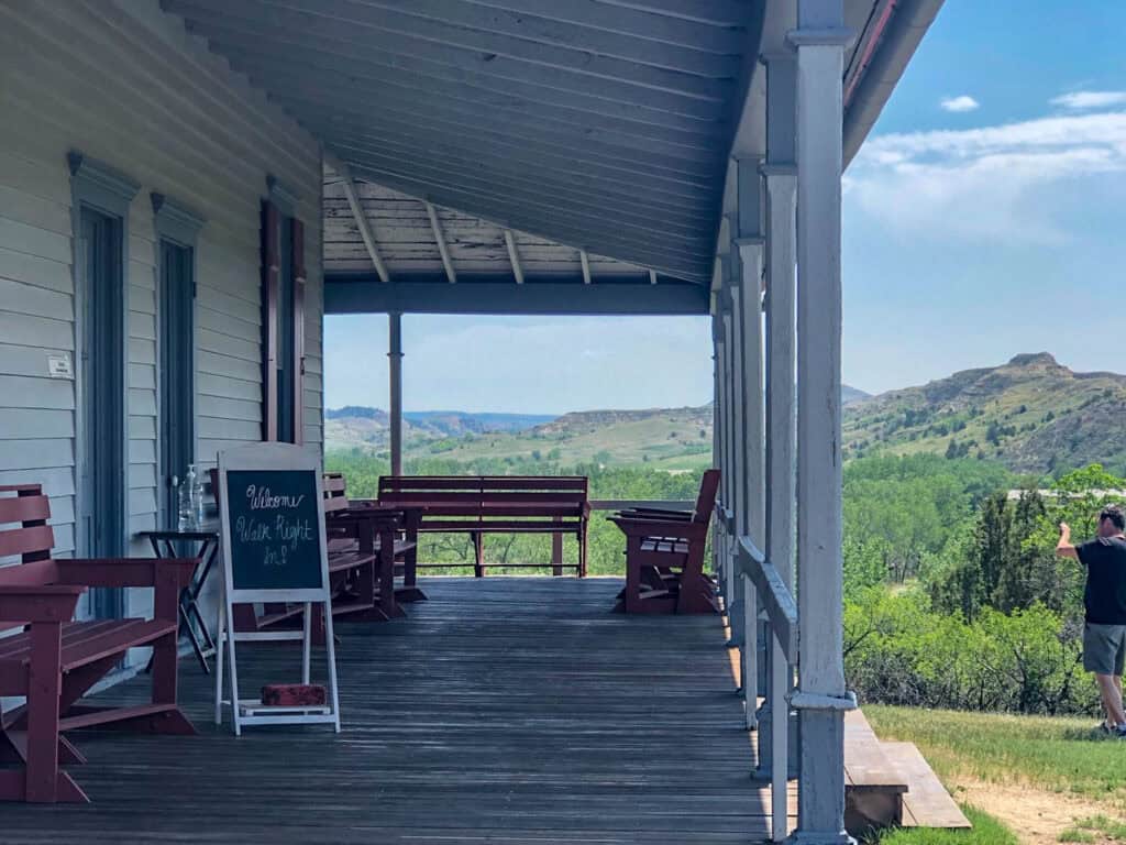 scenic patio at Chateau do Mores historical home in Medora ND