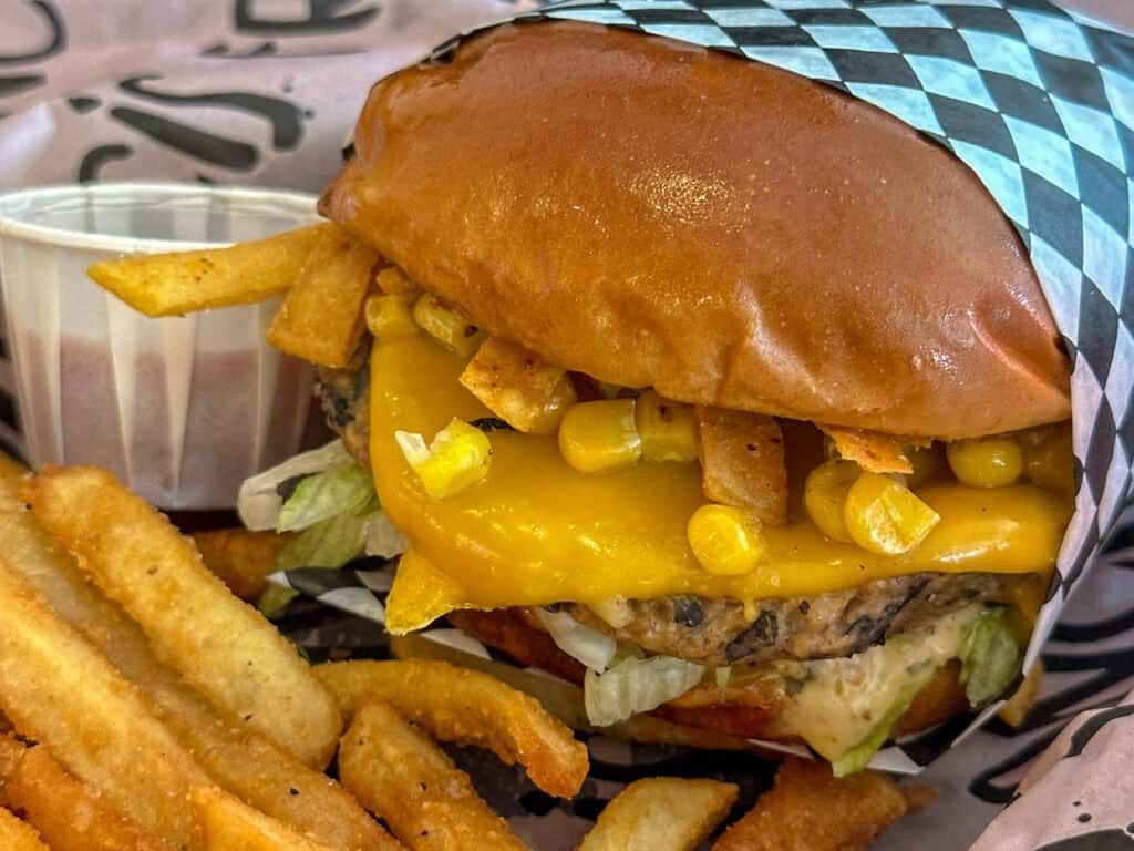 seasonal vegan sandwich with corn and fritos