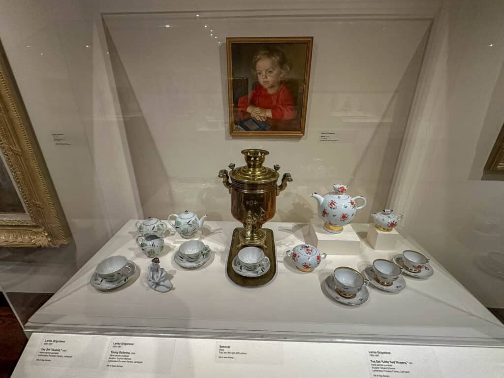 Russian tea cups and tea kettle at TMORA in Minneapolis