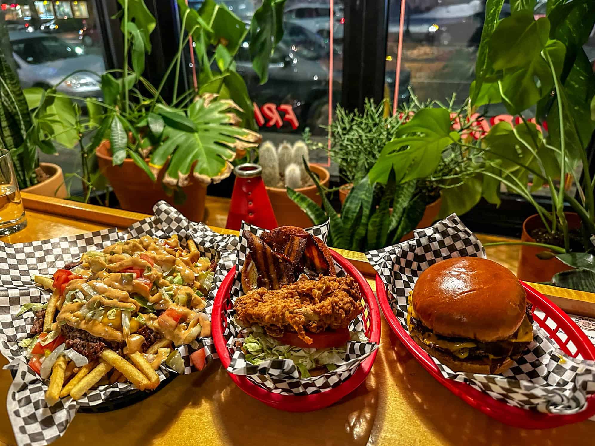 vegan food in front of plants at 100% vegan restaurant in Minneapolis
