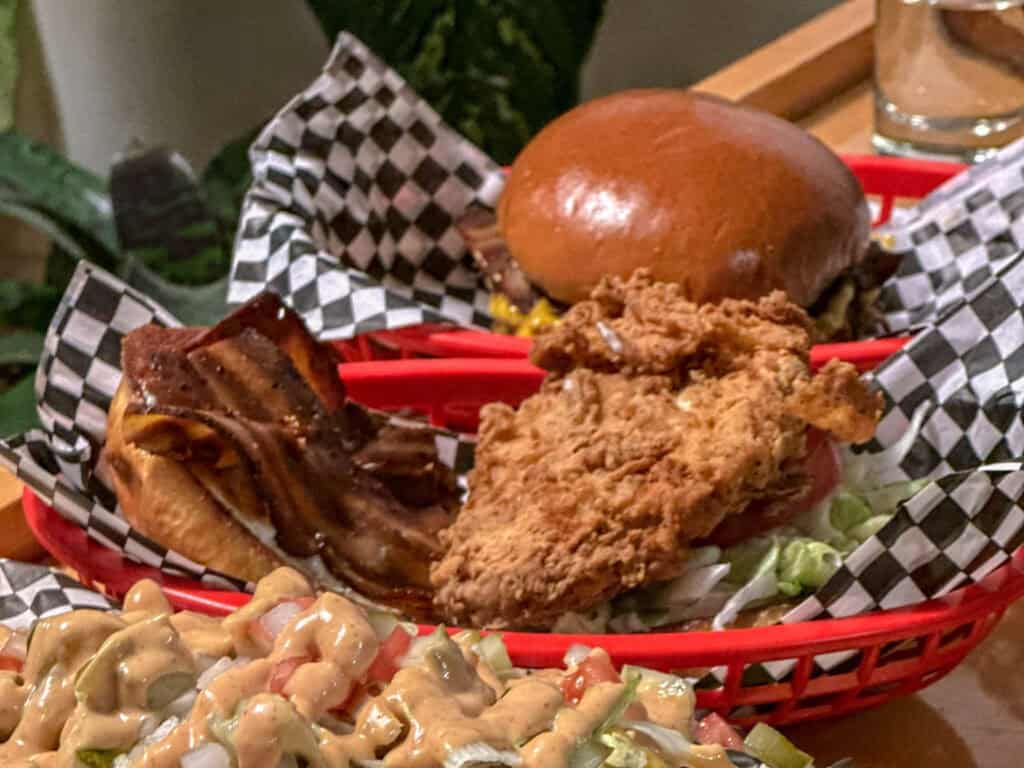 vegan chicken sandwich at all vegan francis burger joint
