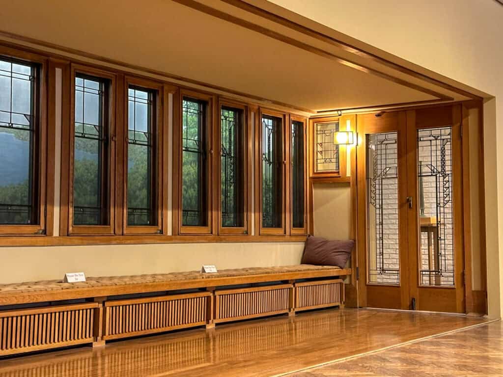 living room in Frank Lloyd Wright Exhibit at Mia Minneapolis