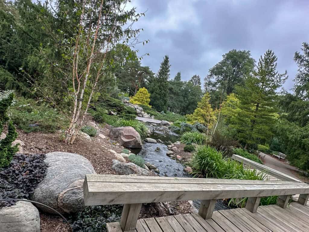 boardwalk by waterfall garden