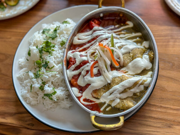 Harissa-marinated tofu enchiladas at Starling in Edina, Minnesota