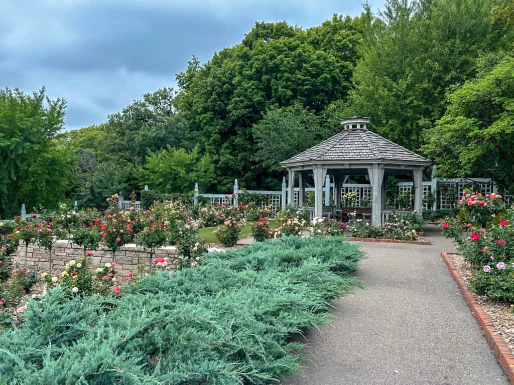 gazebo by the rose gardens at the Minnesota Landscape Arboretum