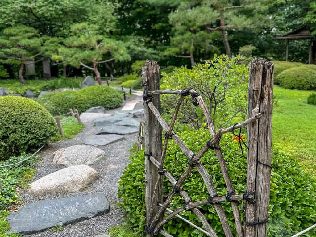 rock path to japanese garden