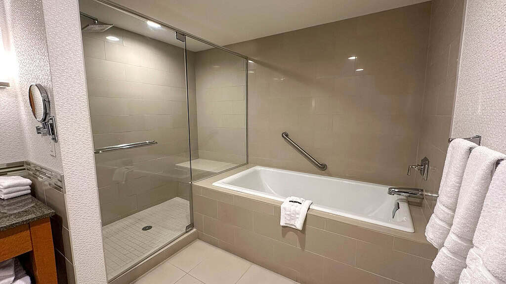 primary bathroom at westin edina